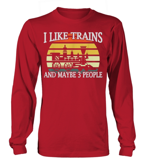 I Like Trains And Maybe 3 People Vintage Men's Long Sleeve