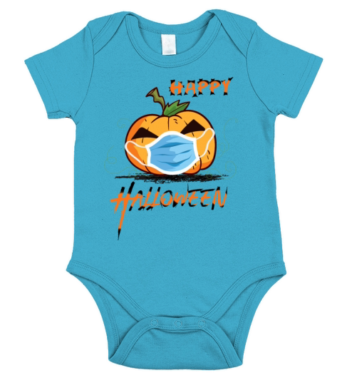 Funny Halloween 2021 Gifts Pumpkin In Mask Shirt Short Sleeve Baby One-Piece