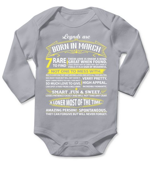 Legends Are Born In March Long Sleeve Baby One-Piece