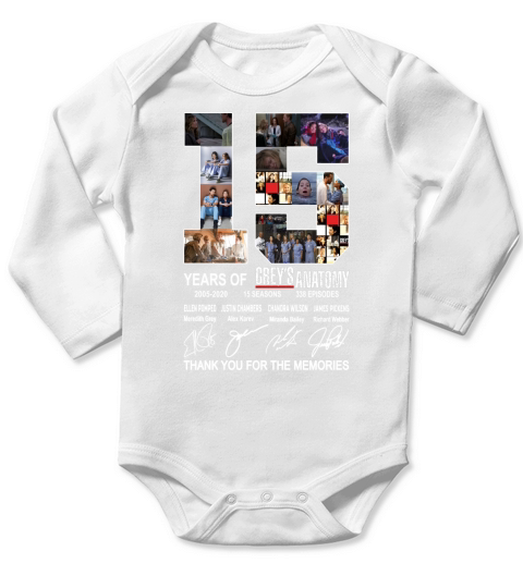 15 Years Of Grey’s Anatomy Thank You For The Memories Long Sleeve Baby One-Piece