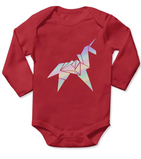 Colorful Origami Unicorn Long Sleeve Baby One-Piece