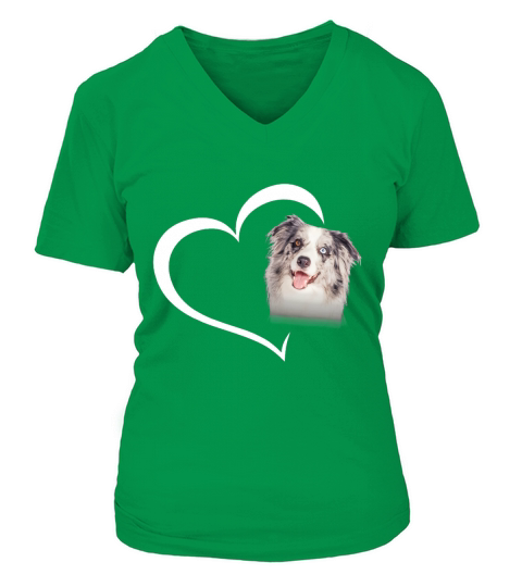 Cute Blue Merle Collie Heart Valentines Day Dog Lover Women's V-Neck T-shirt