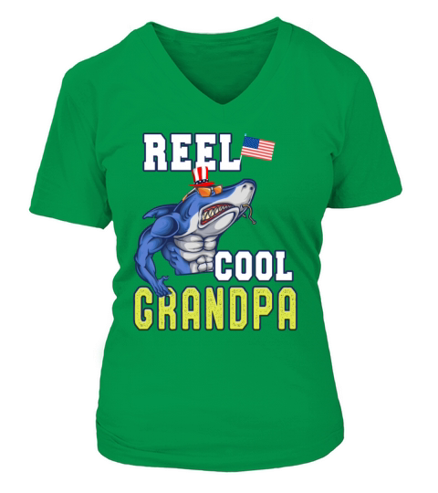 Reel Cool Grandpa Birthday & Fathers Day 4th July Women's V-Neck T-shirt