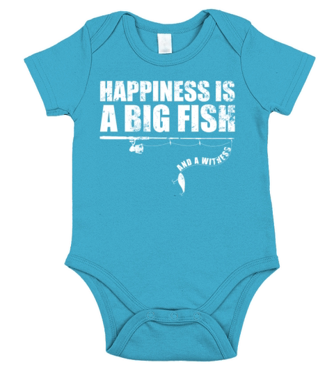 Happiness Is A Big Fish And A Witness design For Short Sleeve Baby One-Piece
