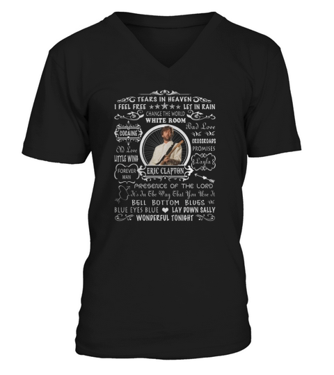 Vintage Eric Clapton Songs Word Art Men's V-Neck T-shirt