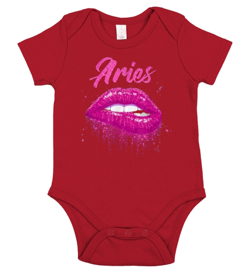 Aries Zodiac Birthday Pink Lips Short Sleeve Baby One-Piece