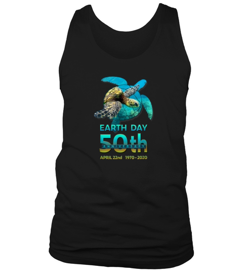 Earth Day 50th Anniversary Sea Turtle Silhouette Men's Tank Top