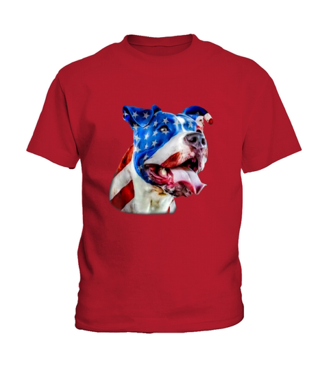 American Pit Bull Terrier USA Flag Patriotic Dog Gift Kids T-Shirt