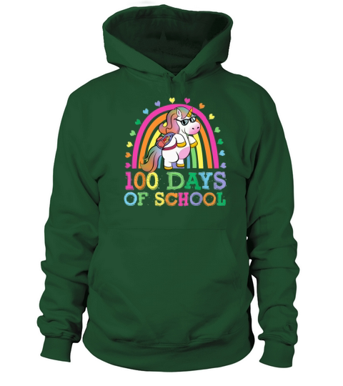 100 Days Of School Rainbow Unicorn Boys Kids Women's Hoodie