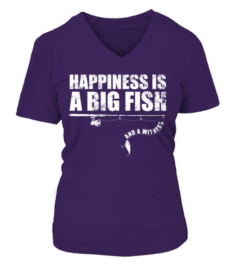 Happiness Is A Big Fish And A Witness design For Women's V-Neck T-shirt