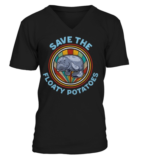 Save The Floaty Potatoes Shirt Retro Manatees Men's V-Neck T-shirt