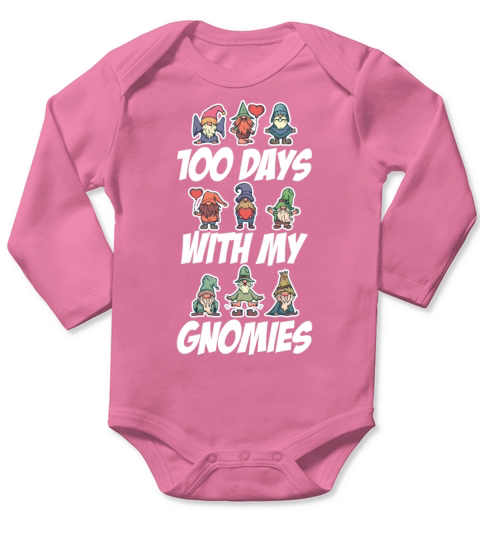 With My Gnomies Funny 100 Days of School Gift Long Sleeve Baby One-Piece