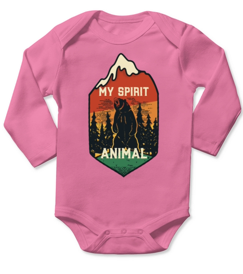 My Spirit Animal is a Grizzly Bear Long Sleeve Baby One-Piece
