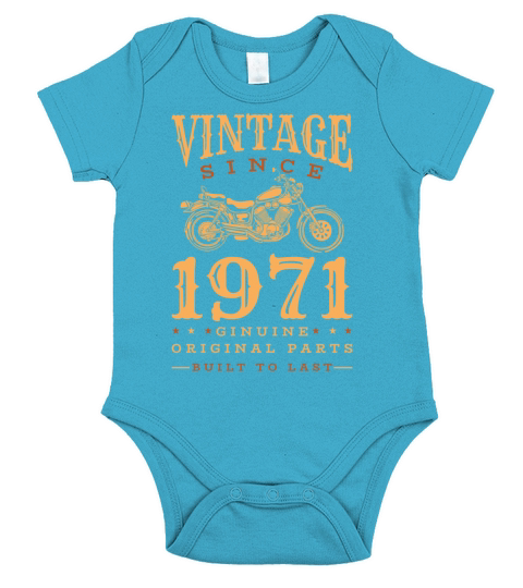 1971 Vintage born Motorcycle Birthday gift idea Short Sleeve Baby One-Piece