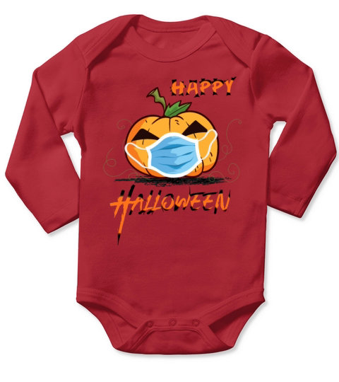 Funny Halloween 2021 Gifts Pumpkin In Mask Shirt Long Sleeve Baby One-Piece