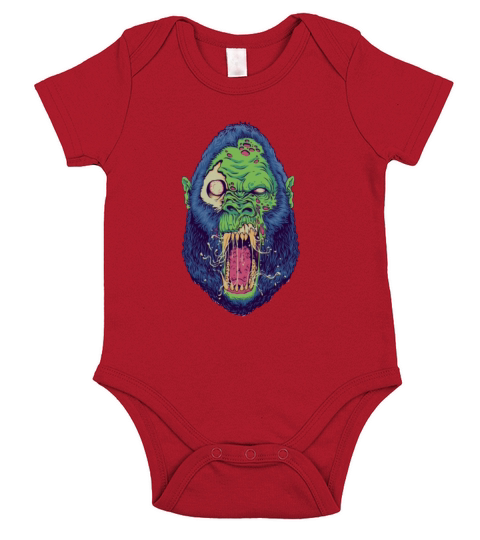 Monkey Gorilla Monster Scared Short Sleeve Baby One-Piece