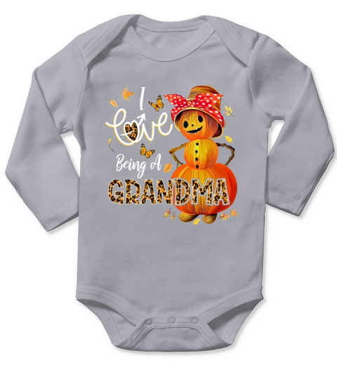 I Love Being A Grandma Pumpkin Snowman Halloween C Long Sleeve Baby One-Piece