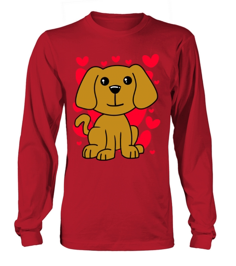 Dog Lovely T-Shirt - Valentines Day Cute Hearts Men's Long Sleeve