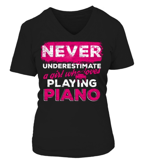 Piano pianist girls V-neck T-Shirt Woman
