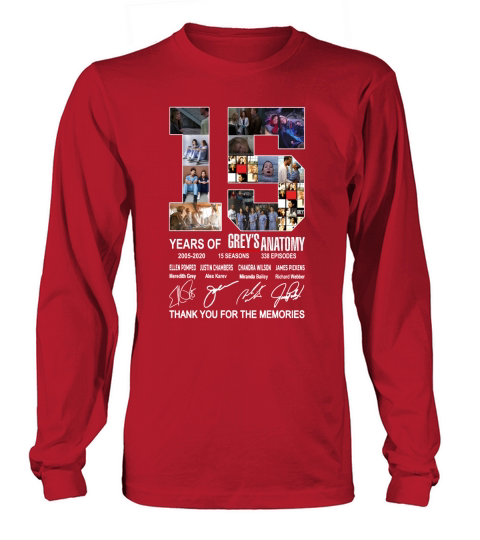 15 Years Of Grey’s Anatomy Thank You For The Memories Long sleeved Unisex