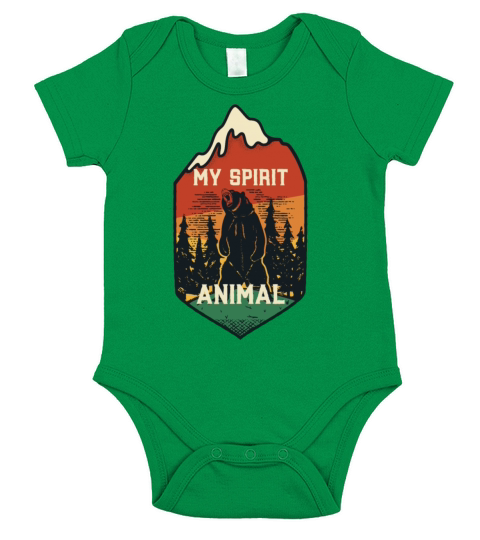 My Spirit Animal is a Grizzly Bear Short Sleeve Baby One-Piece
