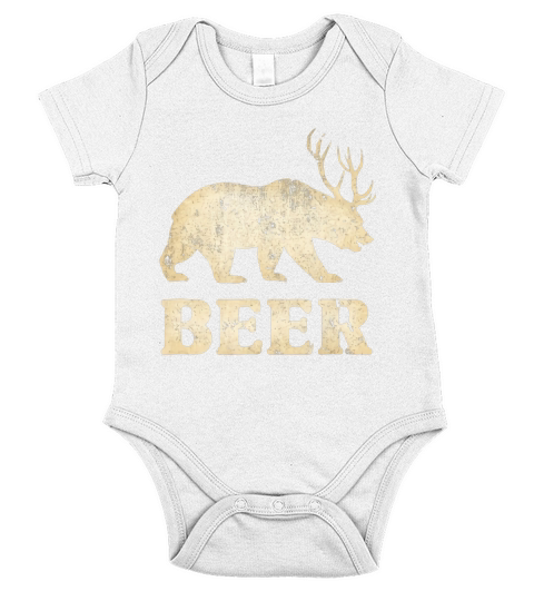 Vintage Bear Deer Beer shirt Short Sleeve Baby One-Piece
