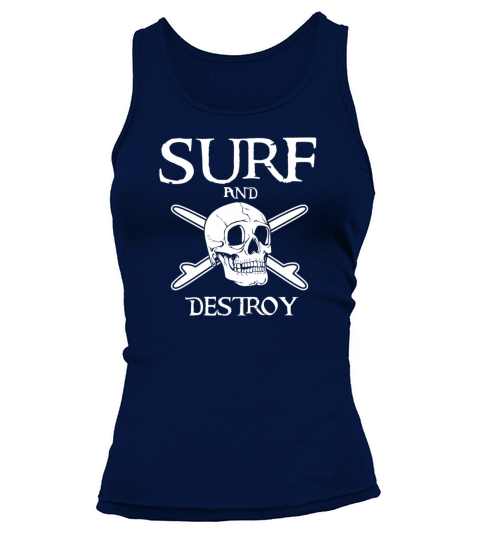 Scary Skull Surf and Destroy Women's Tank Top