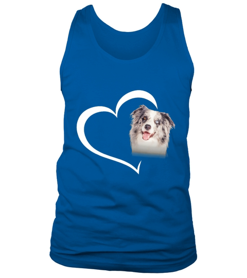 Cute Blue Merle Collie Heart Valentines Day Dog Lover Men's Tank Top