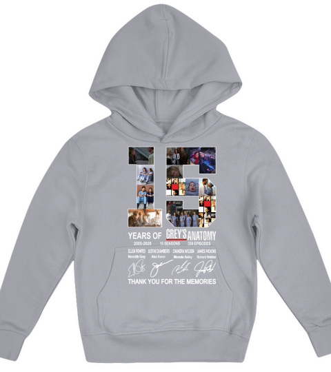 15 Years Of Grey’s Anatomy Thank You For The Memories Kids Hoodie