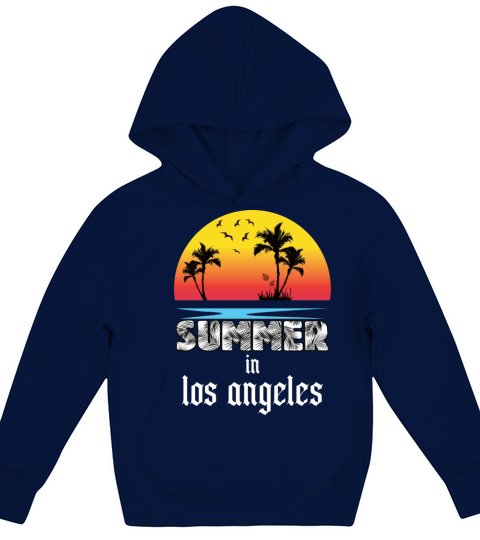Summer in los angeles beach holiday palm trees Kids Hoodie