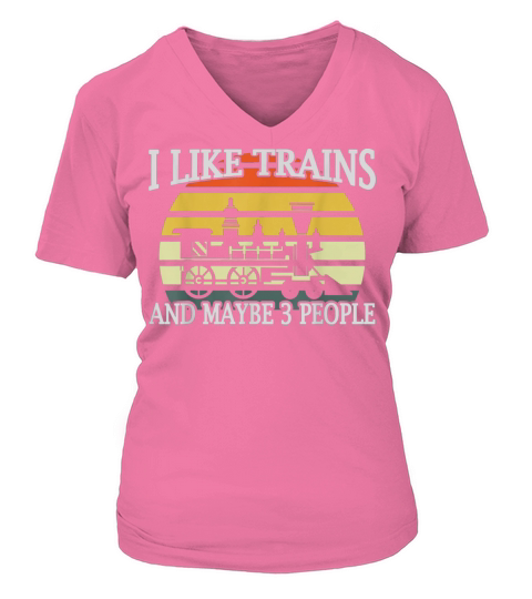I Like Trains And Maybe 3 People Vintage Women's V-Neck T-shirt