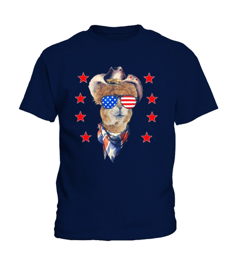 USA Patriotic Llama July 4th Alpaca Independence D Kids T-Shirt