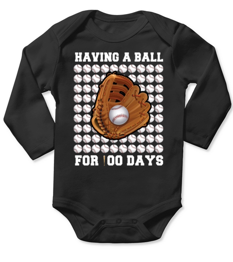 100 Days Of School Basetball 100th Day Balls Long Sleeve Baby One-Piece