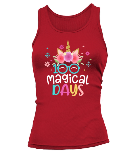 100th Days Of School Girls Cute Unicorn Face Women's Tank Top