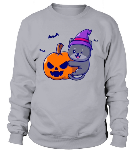 Cute witch cat hug pumpkin halloween Women's Sweatshirt
