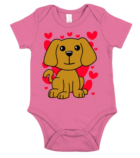 Dog Lovely T-Shirt - Valentines Day Cute Hearts Short Sleeve Baby One-Piece