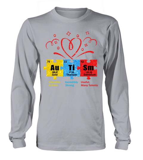 Autism Awareness Shirt Autism Gold Titanium Samari Long sleeved Unisex