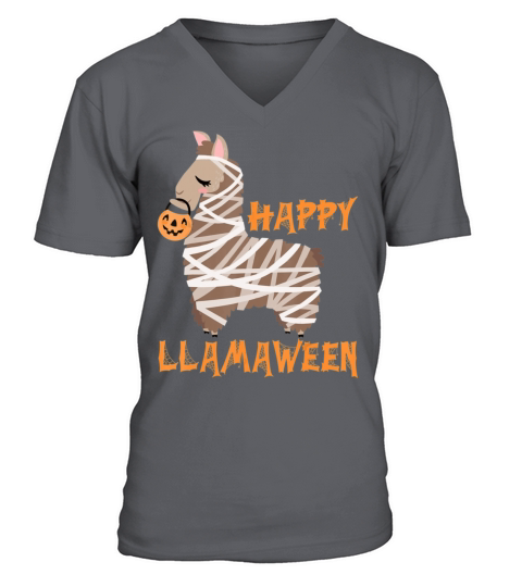 Happy Llamaween funny Halloween Llama costume Men's V-Neck T-shirt