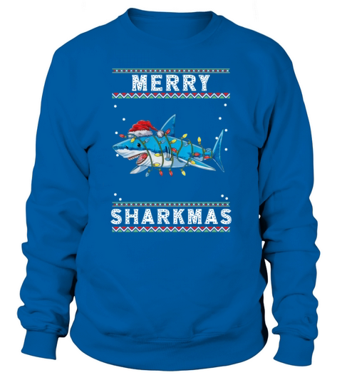 Merry Sharkmas Shark Santa Ugly Christmas Lights B Men's Sweatshirt