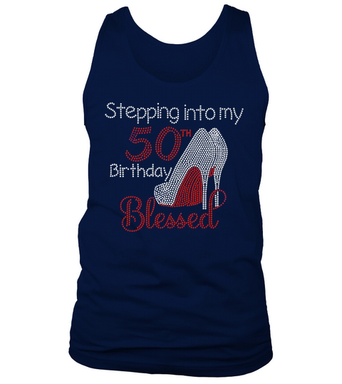 Stepping into My 50th Birthday Blessed Bling Rhinestone Tank Top Unisex