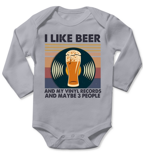 I Like Beer And My Vinyl Records And Maybe 3 People Vintage Long Sleeve Baby One-Piece