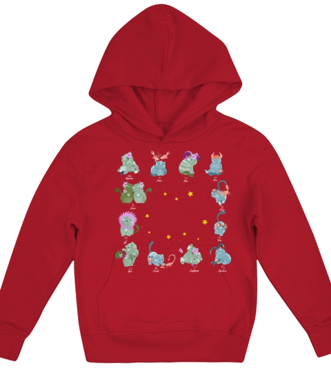 Cute Zodiac Sign Cat Lover Kids Hoodie