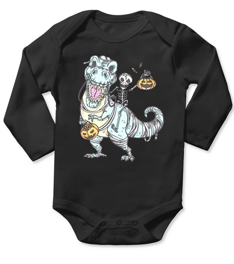 Halloween Dinosaur Trex Skull Gift demon Long Sleeve Baby One-Piece