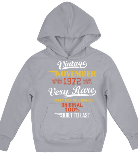 November 1972 49 Year Old 49th Birthday Vintage Bo Kids Hoodie