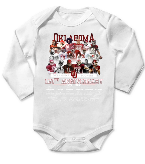 Oklahoma Sooners 126th anniversary thank you for the memories signatures Long Sleeve Baby One-Piece