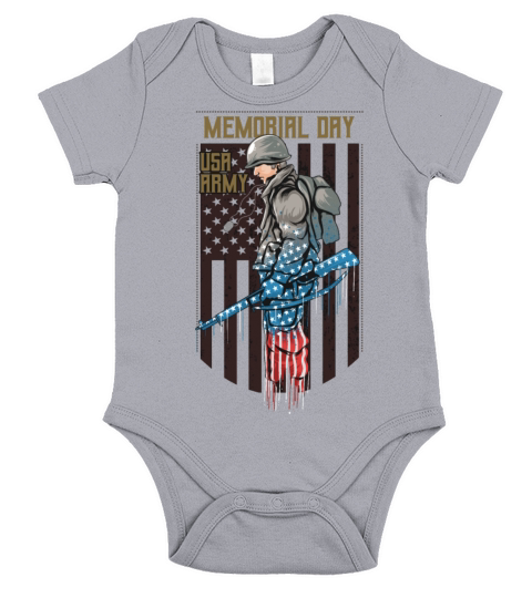 Memorial Day Usa Army Short Sleeve Baby One-Piece