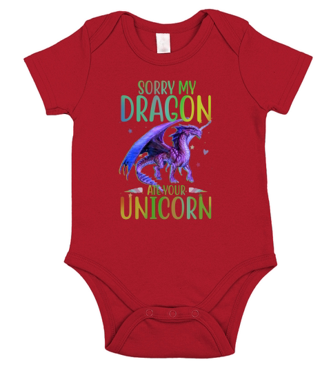 Sorry My Dragon Ate Your Unicorn Short Sleeve Baby One-Piece