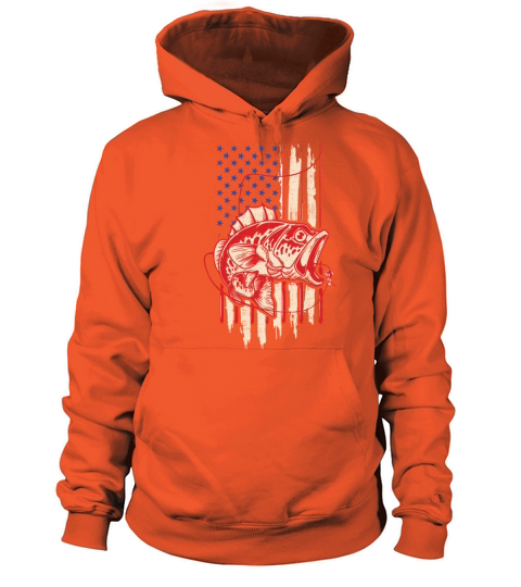 Fishing American Flag Vintage USA Bass Fisherman I Men's Hoodie