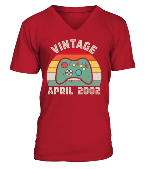 Vintage April 2002 birthday gamer gift Men's V-Neck T-shirt