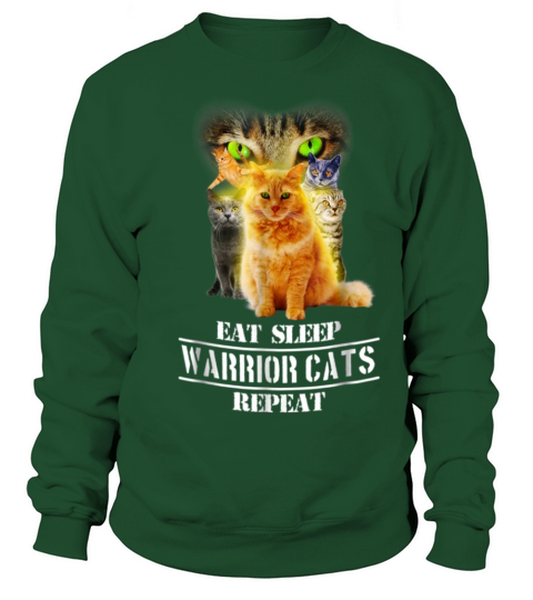 Eat Sleep Warrior Cats Repeat Funny Cat Lover Tees Men's Sweatshirt